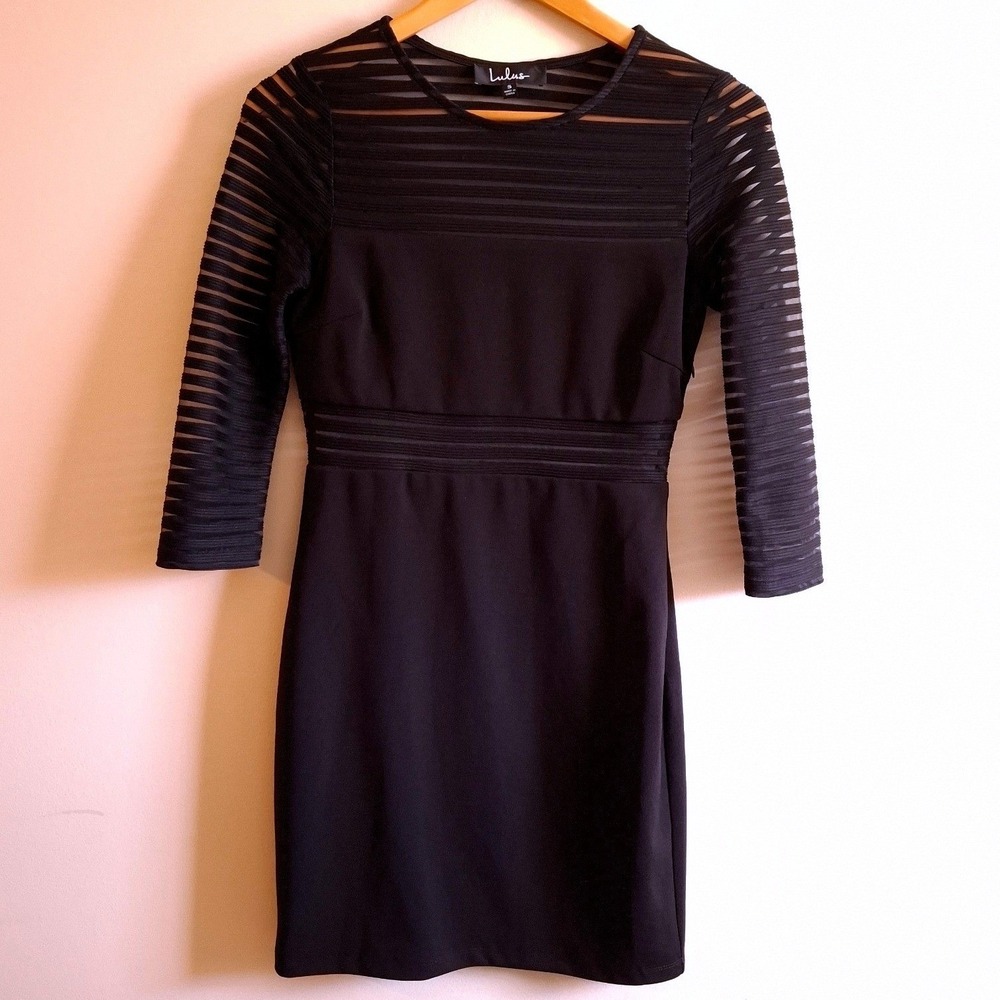 Lulus Gothic Glam Black Mini Dress Mesh Bodycon Streetwear Chic Whimsigoth Sz S